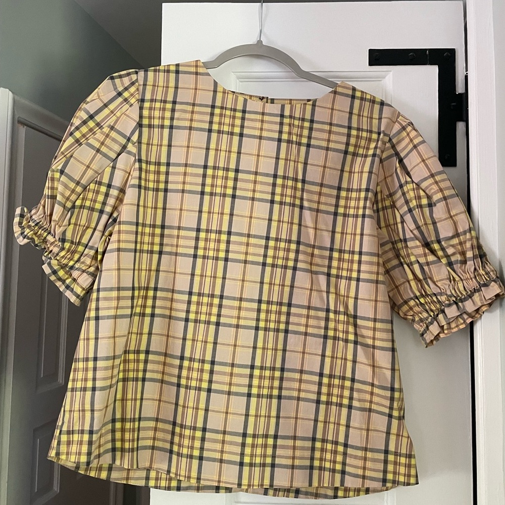 BURU Plaid Puff Sleeve Top - Size M
